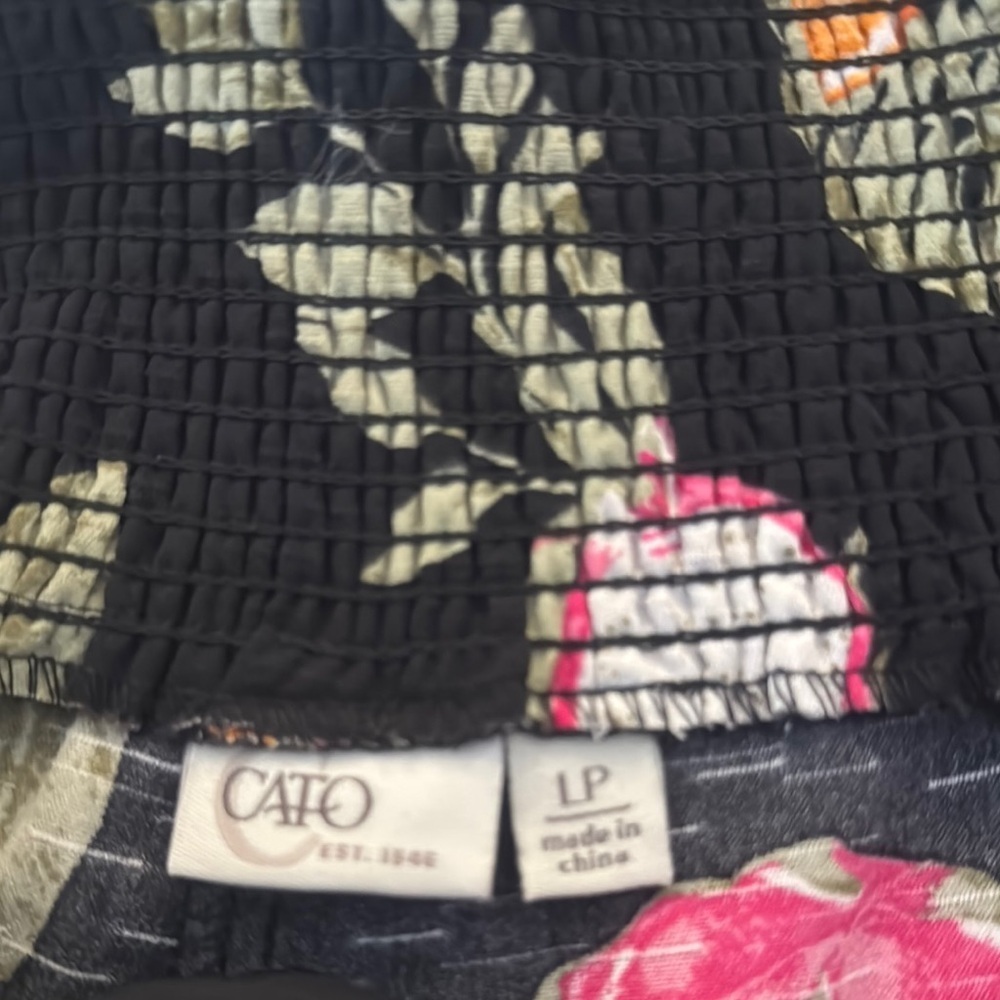 Cato Black Pants with Floral Accents - Picture 2 of 4